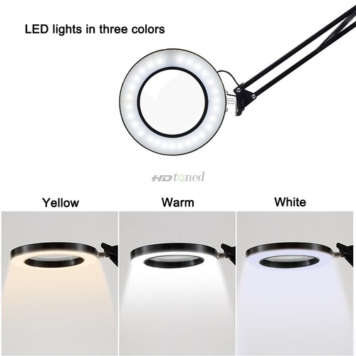 USB LED Table Lamp 5x Magnifying Glass Desk Lamp 3 Colors 64 LED Light Magnifier - Picture 5 of 7