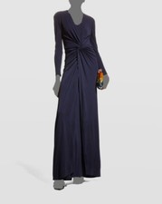 796 Rickie Freeman for Teri Jon Women's Blue Draped Overskirt Gown Dress Size 4
