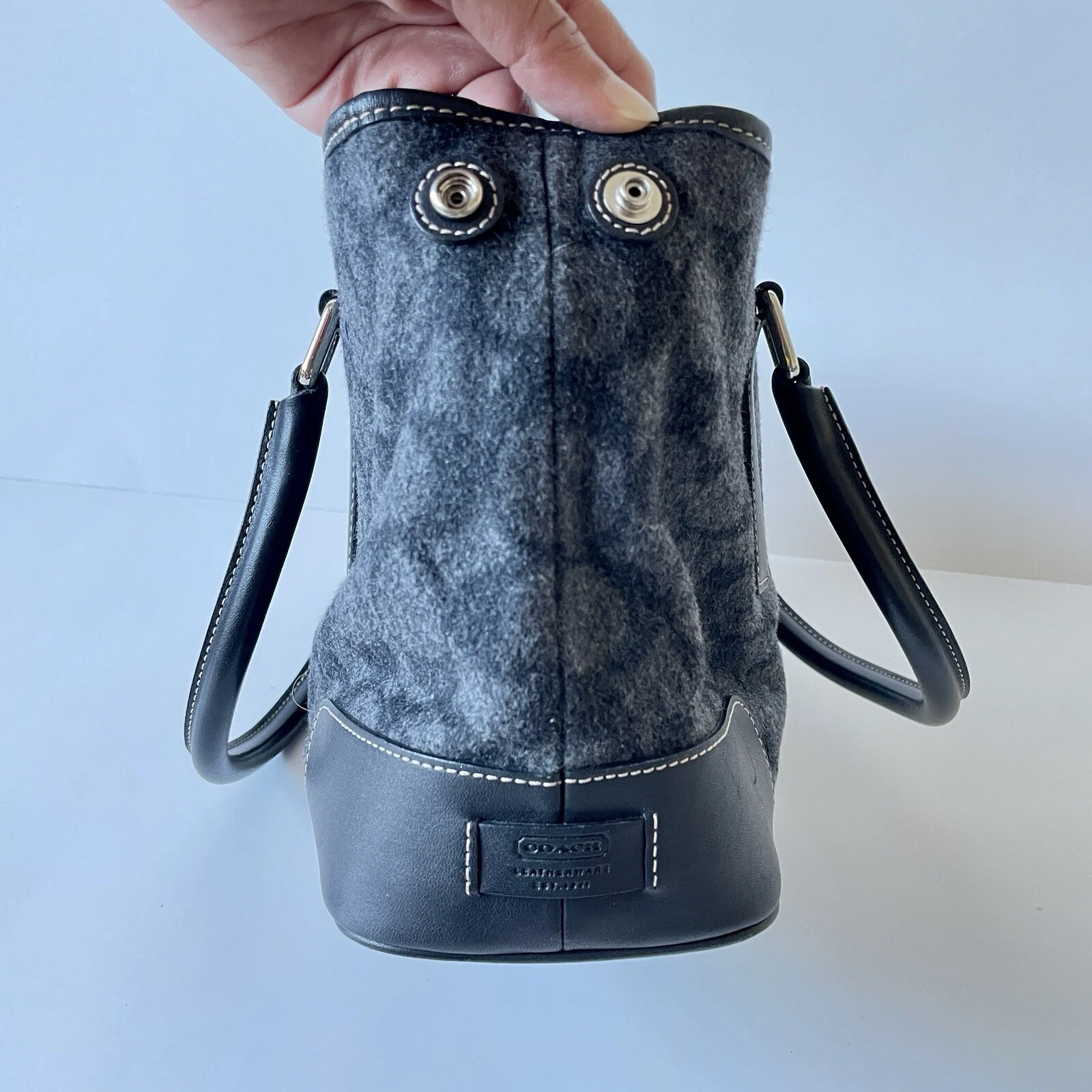 Borsa a mano vintage Coach Signature C in lana e pelle F1J 7723 Y2k