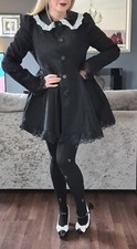 Dolls Kill Widow Peter Pan Collar, Ruffle Jacket, Black, Goth, Large Uk 12/14
