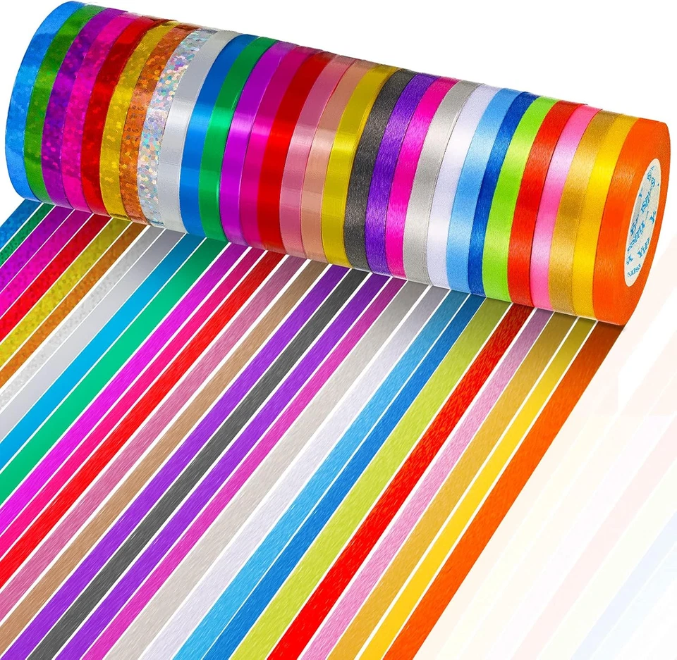 30 rollos de cintas rizadoras de 1/5" de ancho X 11 yardas 330 yardas globo de plástico brillante St Foto 2 de 4