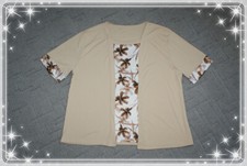 ▀▄ kurzarm Shirt beige Blumen Lagenlook Gr. XXXXL 4XL 54 56 ▄▀