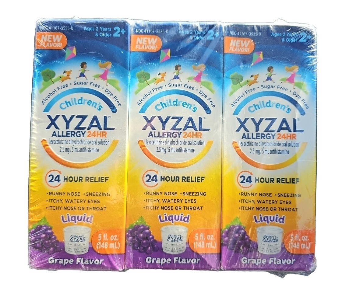 Children's XYZAL Allergy 24HR Grape Liquid 5 fl. oz (3PACK) NEW SEALED