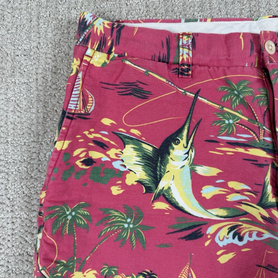 Polo Ralph Lauren Hombres 31 Calce Clásico Rosa Floral Hawaiano 6” Mezcla de Lino Pantalones Cortos Foto 3 de 4
