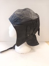 Vintage Leather Motoring flying Aviation helmet with flap