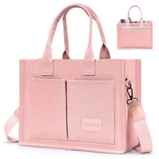 Canvas Tote Bag for Women with Pockets - Pink Crossbody Shoulder Bag