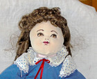 Vintage Girl Rag Doll/about 19"/ Counted Cross Stich face/Finger Curl Wig — photo 4
