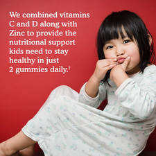 Kids Immune Support Gummies with Vitamin C, D as D3 Zinc for 3-In-1 Daily C...