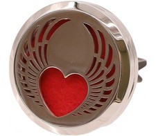 Heart With Wings Design Fragrance Oil Car Vent Clip Silver - 1" 
