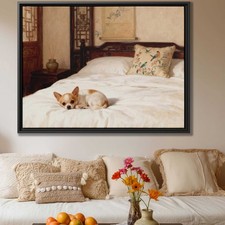 Oil Painting Dog Chihuahua Canvas Print Bedroom Wall Art Pet Artwork Decor