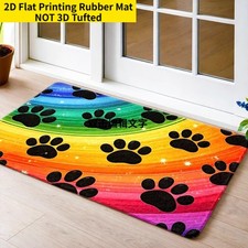 Rainbow Dog Paw Print Doormat Kitchen, Bedroom, Living Room Balcony Mat 16*24in