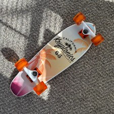 Kryptonics Wooden Skateboard - 25”, California 65 Palm Trees, Orange Wheels