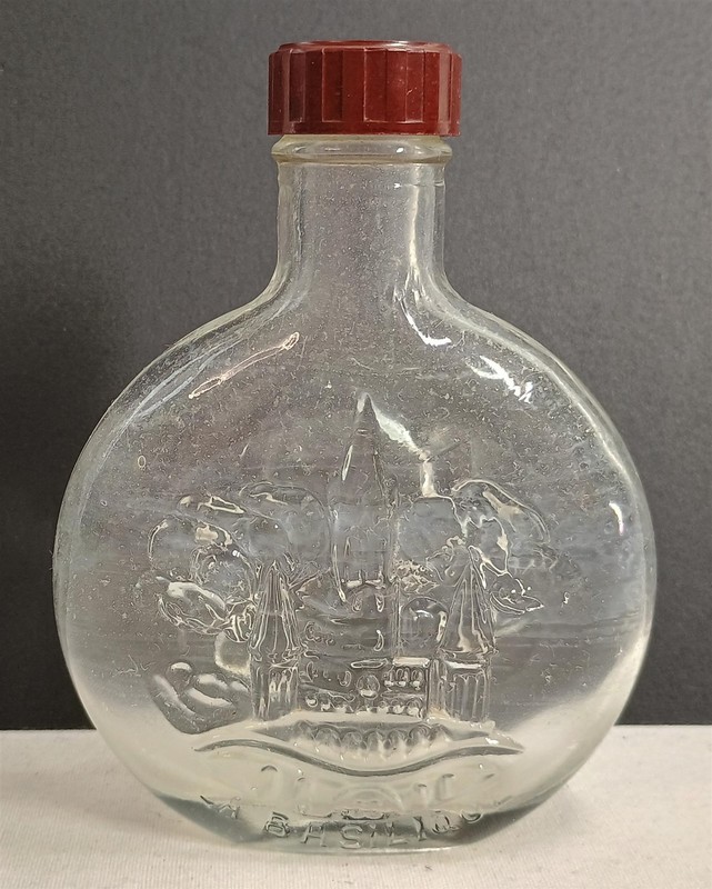 Vintage Glass Holy Water Bottle La Basilique L'Apparition De Lourdes 
