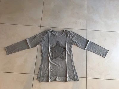 Langarmshirt Grau Mädchen Gr. 158/164 Mit Stern Aufdruck - Bild 1 von 3