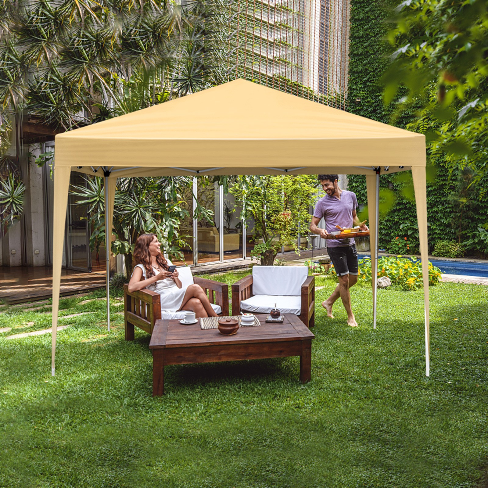 10' x 10' Easy Pop Up Gazebo Canopy Outdoor Tent Party Tent with walls