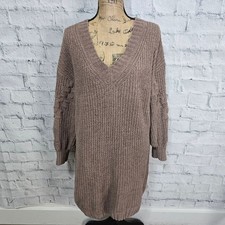 Olive & Oak sweater dress Sz M balloon long sleeve v neck fall A37