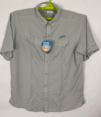 Columbia Mens PFG Low Drag Offshore Short Sleeve Shirt Sz XL Gray New