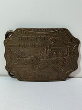 AMERICA'S HEROE'S FIRE DEPT NEVADA TIFFANY NY VINTAGE BRASS BELT BUCKLE.