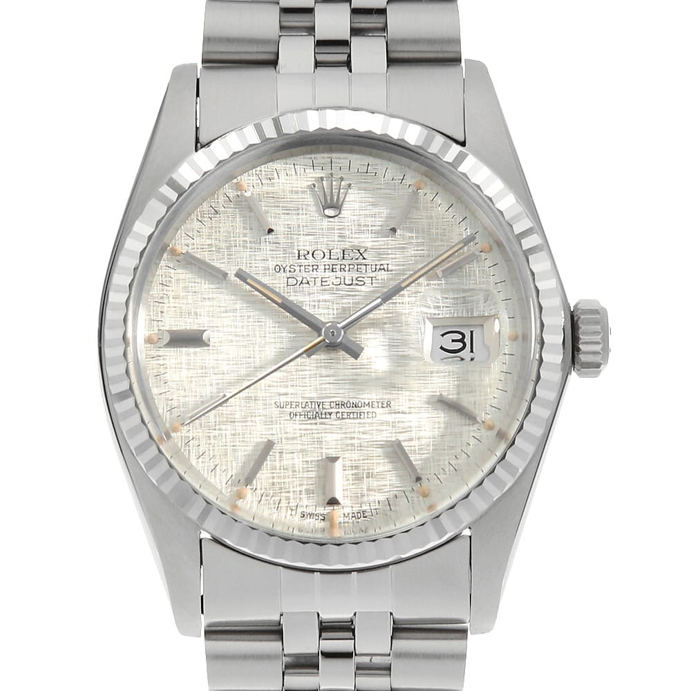 mens ROLEX hand Number second Datejust bar 84 mosaic 16014 Silver - vintagewatches.pk