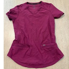 Cherokee Form Women's XS Wine V-Neck Scrub Top Short Sleeve Pockets