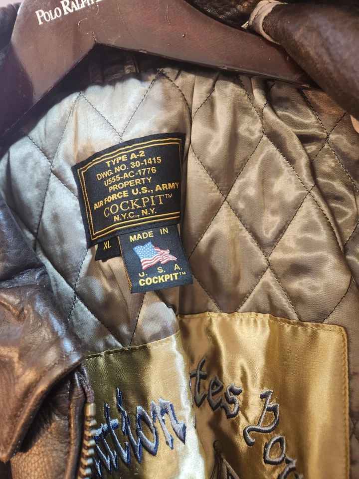 COCKPIT США тип A-2 ВВС США армия DWG 30-1415 коричневый кожаная куртка мужская XL - Изображение 3 из 4