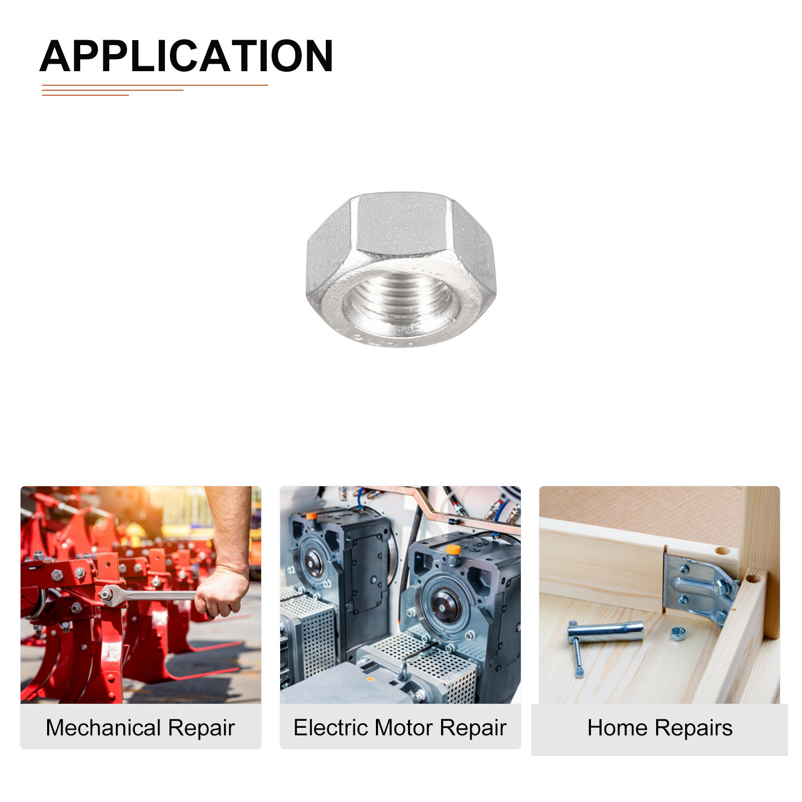 8Pack M10x1mm(DxL) Hex Nuts 304 Stainless Steel Hexagonal Nuts Silver Tone