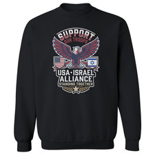 Support Usa Troops Usa Israel Standing Together Unisex Crewneck Sweatshirt