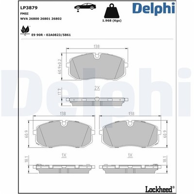 Delphi Bremsbeläge vorne für Hyundai I20 1,6 T-Gdi N