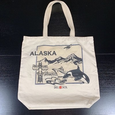 Vintage Alaska Canvas Tote Bag Color Changing Double Handle Travel Mountains
