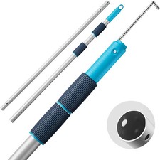 12 FT Heavy Duty Pool Pole with Retriever Hook, Prime Telescopic Aluminum Standa