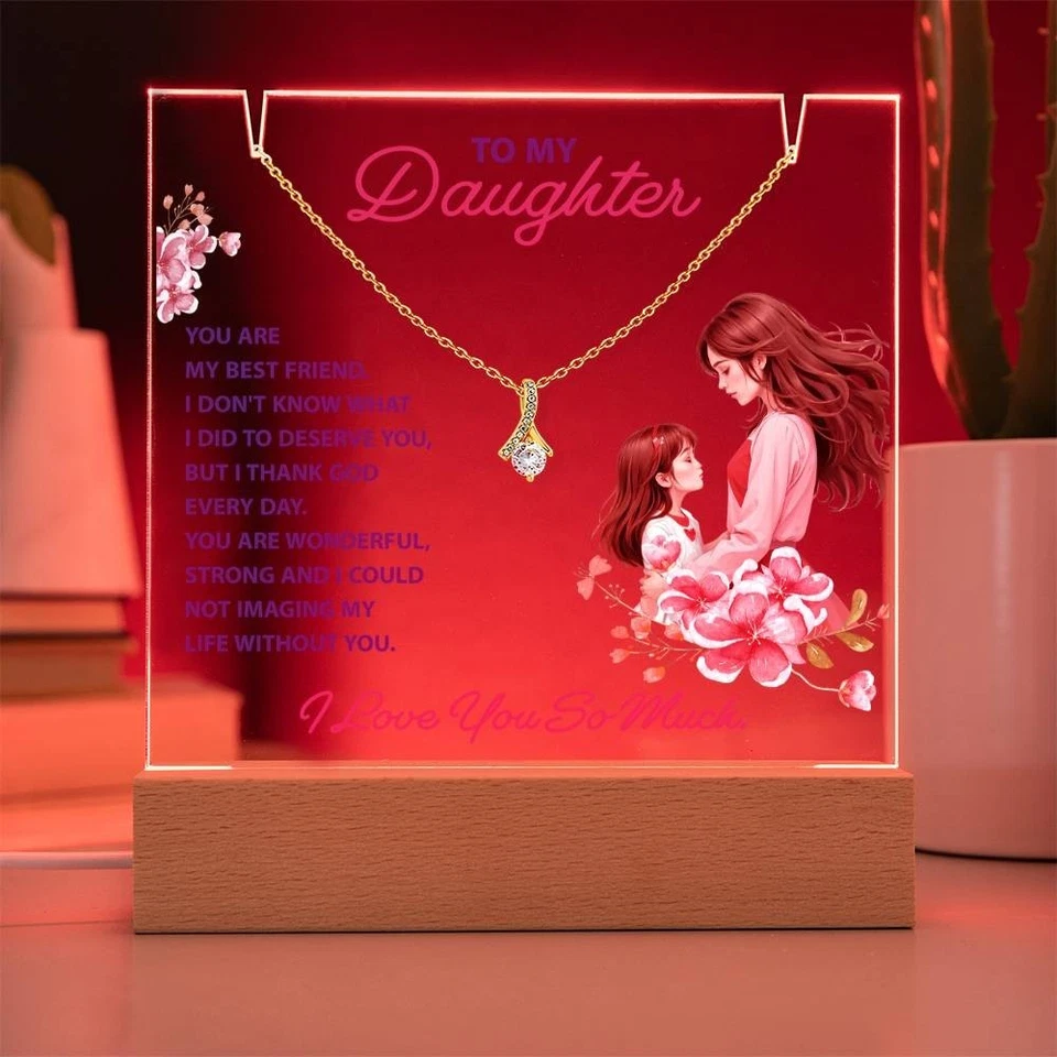 Juego de regalo collar y acrílico con acabado de circonita cúbica de oro blanco o amarillo de 14k Foto 3 de 4