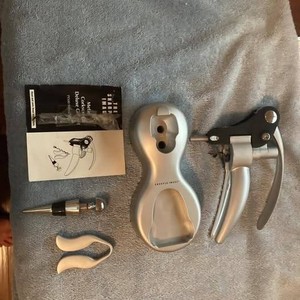 Sharper Image Metal Corkscrew  Wine Bottle  Opener Set w/Foil Cutter