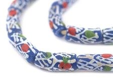 Kwahu Tribal Krobo Beads 11mm Ghana African Multicolor Cylinder Glass Large Hole
