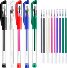 5 Colors Stick Heat Erasable Fabric Marking Pens with 10 Free Refills, 5-Pack of