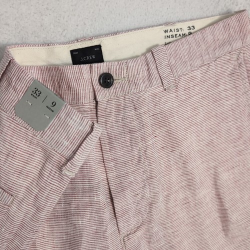 NEW! Men’s J Crew Linen Shorts Pink White Size 33 Inseam 9 Nautical NWT
