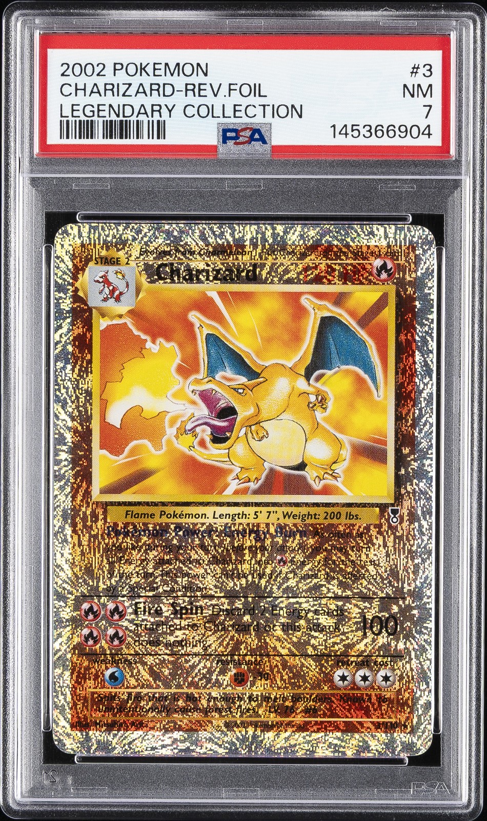 2002 POKEMON LEGENDARY COLLECTION #3 CHARIZARD-REVERSE FOIL PSA 7