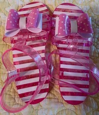 NWOT Toddler Girls Pink and White Bow Jelly Shoes Sandals Open Toe 2017