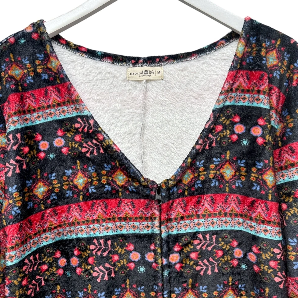 NATURAL LIFE Pijama de Vellón Talla Mediana Acogedor Mono con Cremallera Ropa de Salón Boho Pri Foto 4 de 4