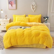 Faux Fur Plush Comforter Sets Twin - Ultra Soft Shaggy Twin/Full Bright Yellow