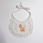 Vintage 1980s Bib for Cabbage Patch Kids White Lace Trim Orange Giraffe Coleco