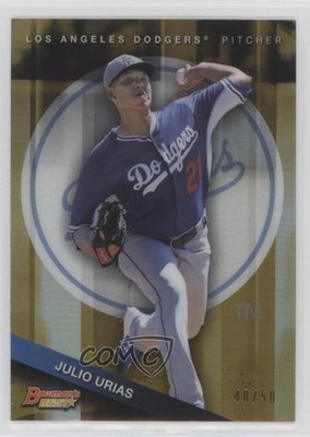 2015 Bowman's Best Top Prospects Gold Refractor /50 Julio Urias #TP-50 2p7