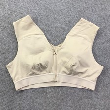 Tommie Copper Sports Bra Womens 3XL Beige Nude Zip Front Copper Znergy Support