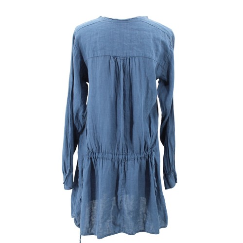 Grizas Linen Lagenlook Long Sleeve Dress Blue Drawstring Size Medium - Picture 4 of 6