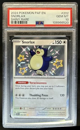 2024 Pokemon Paldean Fates Snorlax Shiny Rare #202/091 PSA 10 GEM MINT