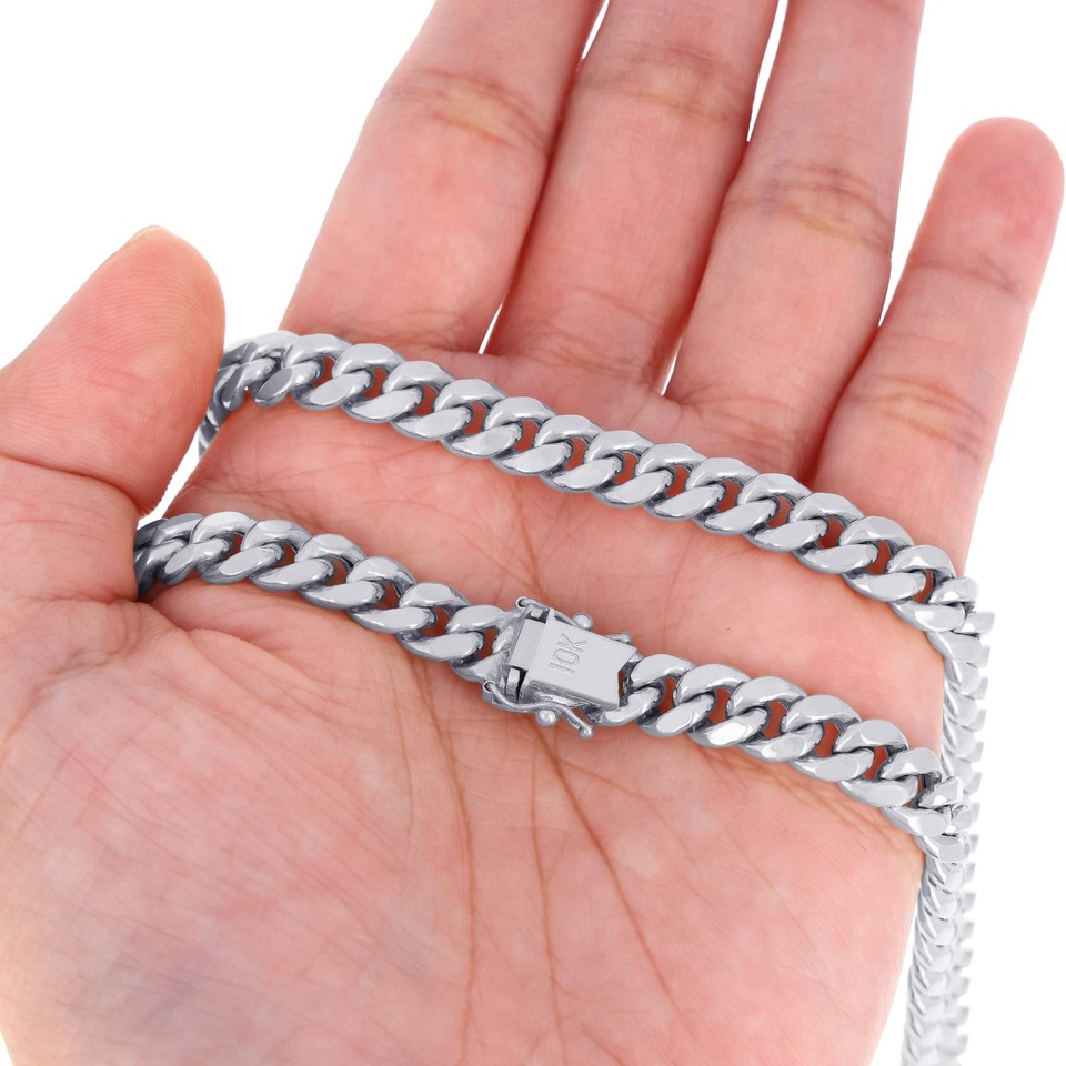 Collana Uomo A Maglie Cubane In Argento 925 - Catena A Frusta Spessa, Lunghezza Regolabile