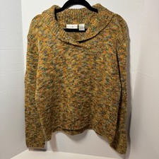 Wool Blend Preswick Moore Sport Knit Sweater Cowl Neck Marled Multi Color Size L
