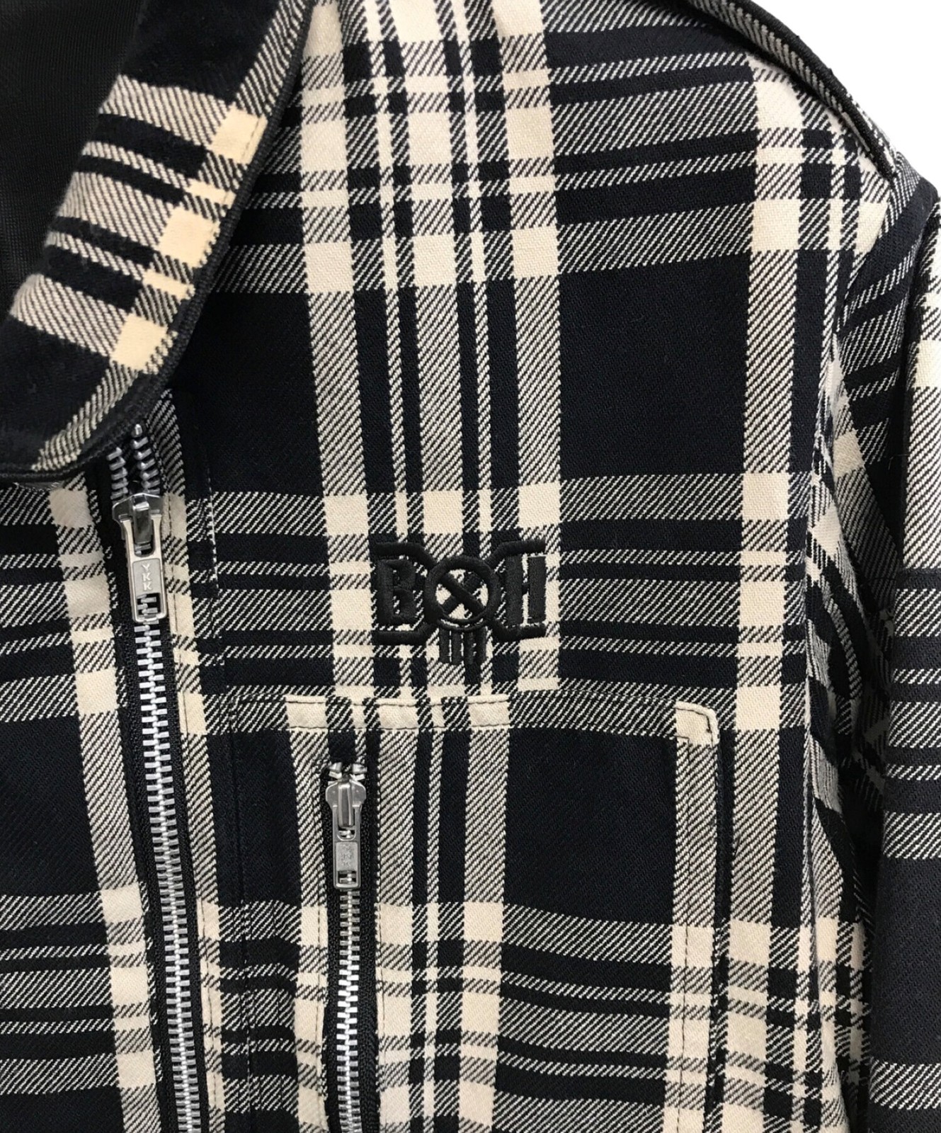BOUNTY HUNTER Bondage Check Jacket Cotton Size: S Black Men Auth Excellent