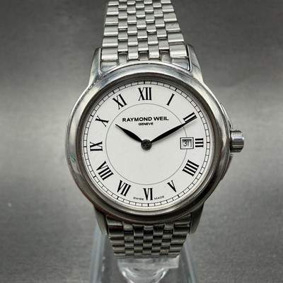 Raymond Weil Tradition Watch Women 28mm White Dial Silver Tone Date 5966 New Bat