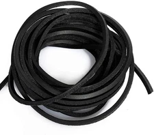 (TM) 3mm Flat Genuine Leather Cord Braiding String Black (5 Yards)