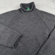 VINTAGE J Crew Sweater Mens Large Gray Roll Neck Wool Knit Fisherman Oarsman
